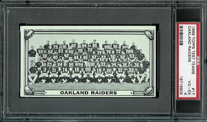 Oakland Raiders Team - 1968 Topps Test Team Photos #17 - PSA 4