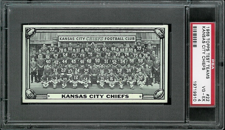 Kansas City Chiefs Team - 1968 Topps Test Team Photos #22 - PSA 4