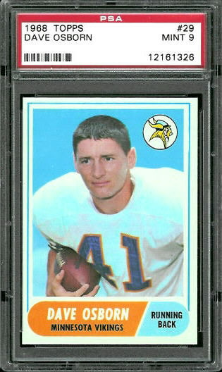 1968 Topps #29 - Dave Osborn - PSA 9