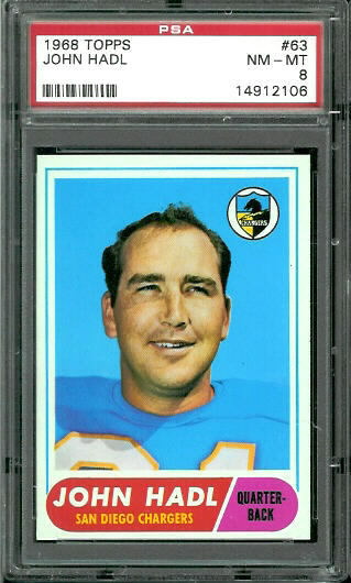 John Hadl - 1968 Topps #63 - PSA 8