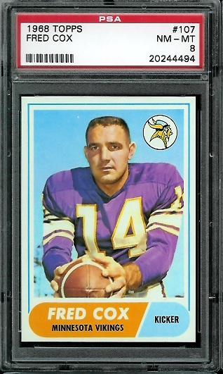 Fred Cox - 1968 Topps #107 - PSA 8
