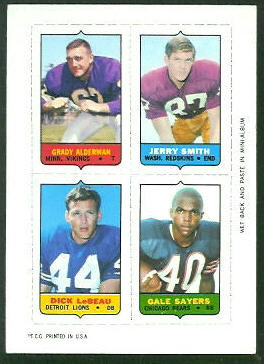 1969 Topps 4-in-1 #1 - Alderman/Smith/LeBeau/Sayers - vg-ex