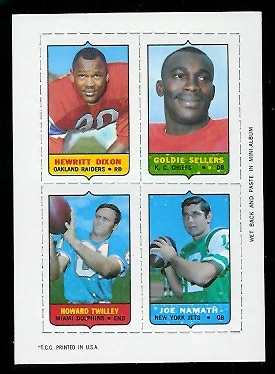Dixon - Sellers - Namath - Twilley - 1969 Topps 4-in-1 #15 - nm