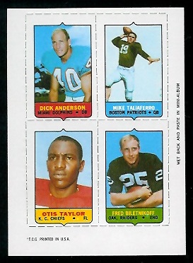 Anderson - Taliaferro - Taylor - Biletnikoff - 1969 Topps 4-in-1 #4 - nm oc