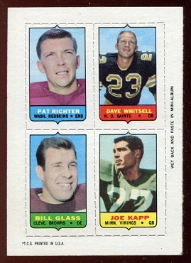 Richter - Whitsell - Glass - Kapp - Pat Richter - Dave Whitsell - Bill Glass - Joe Kapp - 1969 Topps 4-in-1 #46 - nm