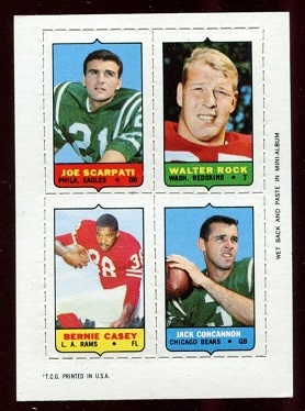 1969 Topps 4-in-1 #49 - Joe Scarpati, Walter Rock, Bernie Casey, Jack Concannon - ex+