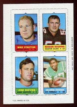 Stratton - Rushing - Keyes - Brannan - Mike Stratton - Marion Rushing - Jim Keyes - Solomon Brannan - 1969 Topps 4-in-1 #54 - exmt