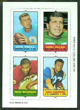 1969 Topps 4-in-1 #58 - Don Trull, Gerry Philbin, Buck Buchanan, Gary Garrison - nm