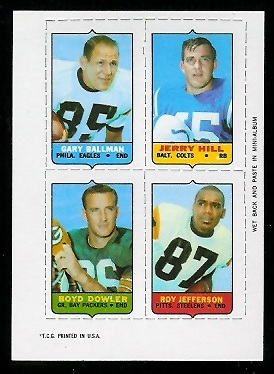 Ballman - Hill - Dowler - Jefferson - 1969 Topps 4-in-1 #6 - nm oc