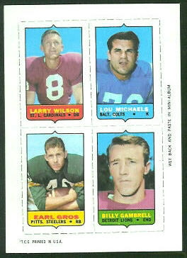 Wilson - Michaels - Gros - Gambrell - 1969 Topps 4-in-1 #63 - nm+