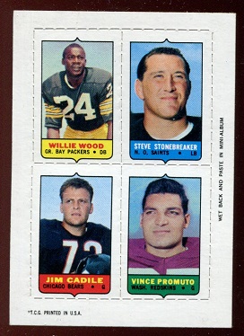 1969 Topps 4-in-1 #64 - Willie Wood, Steve Stonebreaker, Jim Cadile, Vince Promuto - exmt