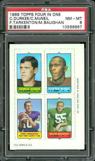 Durkee - McNeil - Tarkenton - Baughan - 1969 Topps 4-in-1 #16 - PSA 8