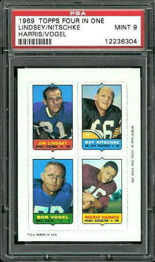 Lindsey - Nitschke - Vogel - Harris - Jim Lindsey - Ray Nitschke - Bob Vogel - Rickie Harris - 1969 Topps 4-in-1 #34 - PSA 9