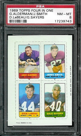 Alderman - Smith - LeBeau - Sayers - 1969 Topps 4-in-1 #1 - PSA 8