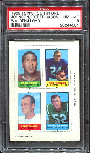 1969 Topps 4-in-1 #28 - Walter Johnson, Tucker Frederickson, Bobby Walden, Dave Lloyd - PSA 8