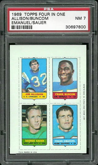 1969 Topps 4-in-1 #2 - Allison/Buncom/Emanuel/Sauer - PSA 7