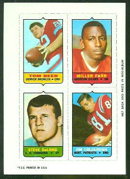 Beer - Farr - DeLong - Colclough - 1969 Topps 4-in-1 #7 - nm