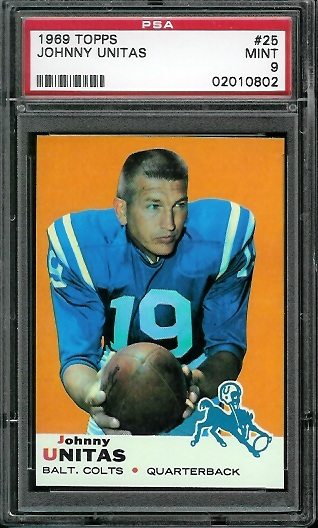 John Unitas - 1969 Topps #25 - PSA 9