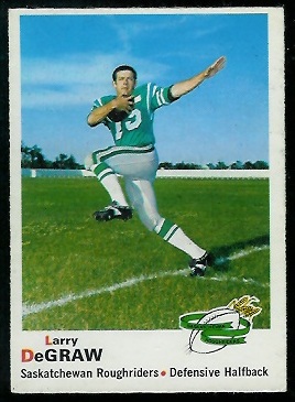 1970 O-Pee-Chee CFL #73 - Larry DeGraw - exmt