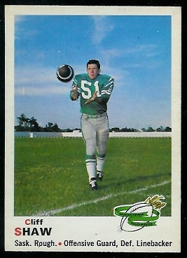 1970 O-Pee-Chee CFL #83 - Cliff Shaw - ex