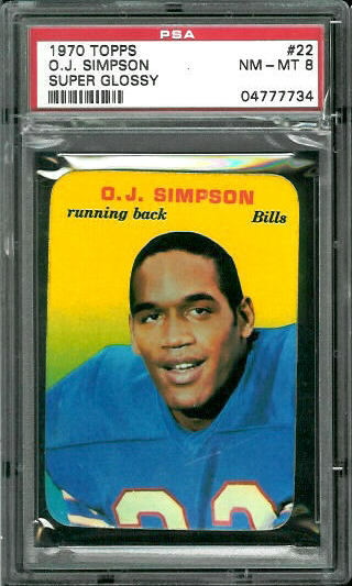 O.J. Simpson - 1970 Topps Super Glossy #22 - PSA 8