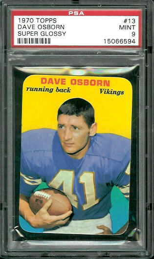 Dave Osborn - 1970 Topps Super Glossy #13 - PSA 9