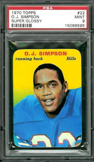 O.J. Simpson - 1970 Topps Super Glossy #22 - PSA 9