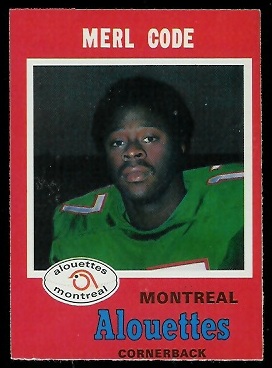 Merl Code - 1971 O-Pee-Chee CFL #105 - ex