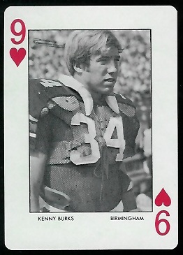 1972 Auburn Playing Cards #9H - Kenny Burks - mint