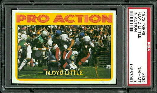 Floyd Little In Action - 1972 Topps #339 - PSA 8
