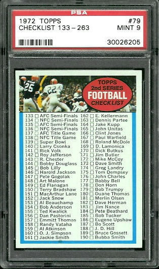 2nd Series Checklist - 1972 Topps #79 - PSA 9