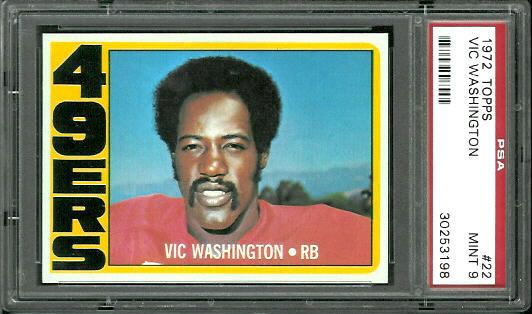 1972 Topps #22 - Vic Washington - PSA 9