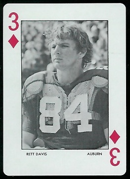 1973 Auburn Playing Cards #3D - Rett Davis - mint