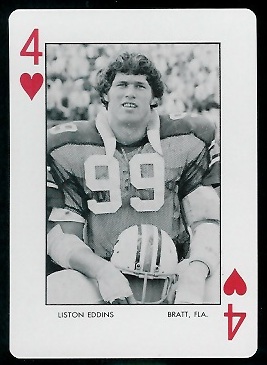 1973 Auburn Playing Cards #4H - Liston Eddins - mint
