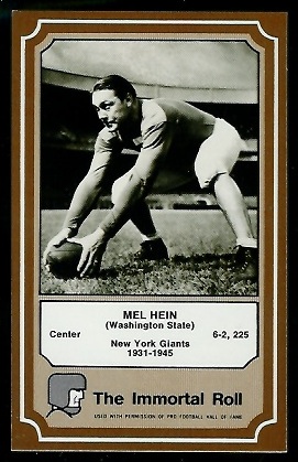 Mel Hein - 1975 Fleer Immortal Roll #12 - nm+