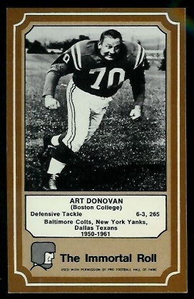 Art Donovan - 1975 Fleer Immortal Roll #25 - exmt