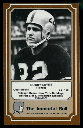 Bobby Layne - 1975 Fleer Immortal Roll #49 - nm+ oc
