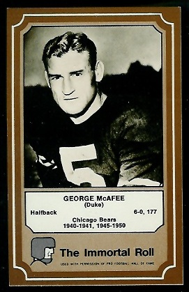 George McAfee - 1975 Fleer Immortal Roll #9 - nm+