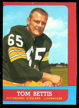miscut 1963 Topps Tom Bettis football card