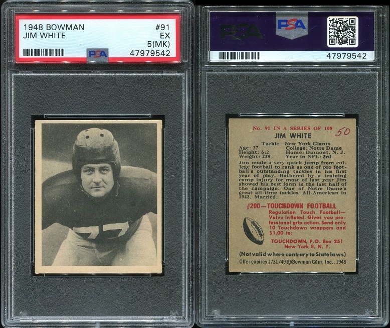 1948 Bowman #91 - Jim White - PSA 5 mk