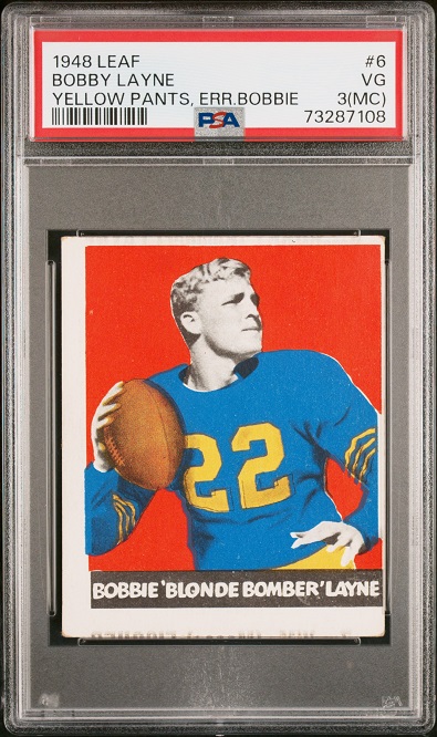 1948 Leaf #6Y - Bobby Layne - PSA 3 mc