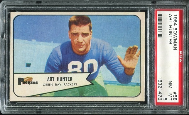 1954 Bowman #58 - Art Hunter - PSA 8
