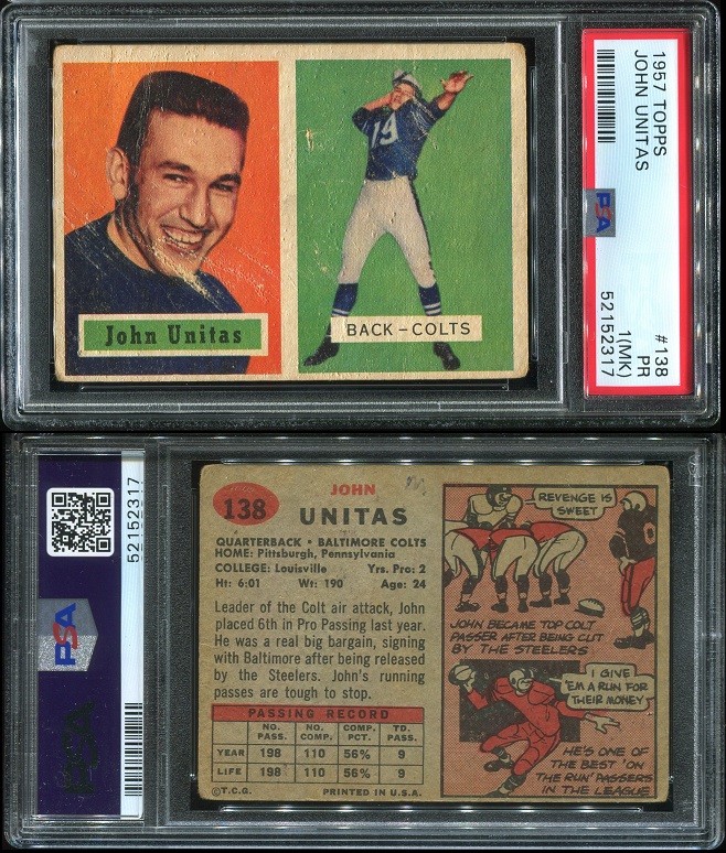 1957 Topps #138 - John Unitas - PSA 1 mk