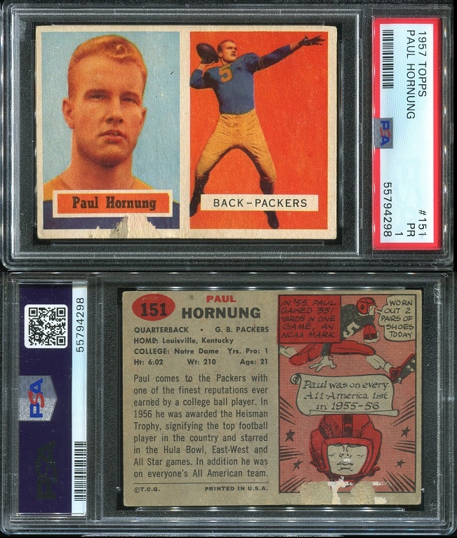 1957 Topps #151 - Paul Hornung - PSA 1