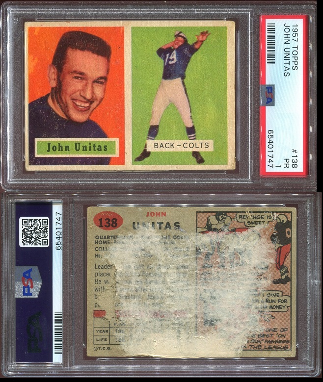 1957 Topps #138 - John Unitas - PSA 1