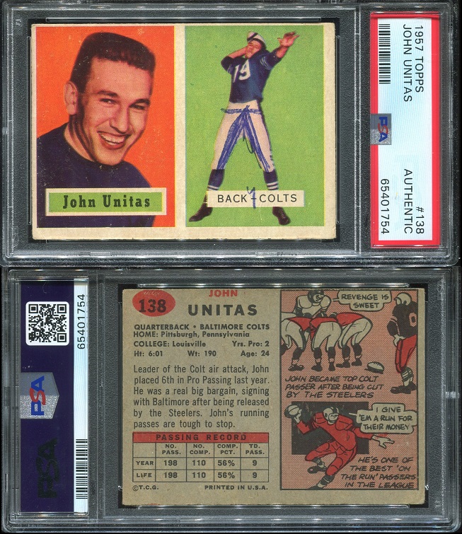 1957 Topps #138 - John Unitas - PSA AUTH