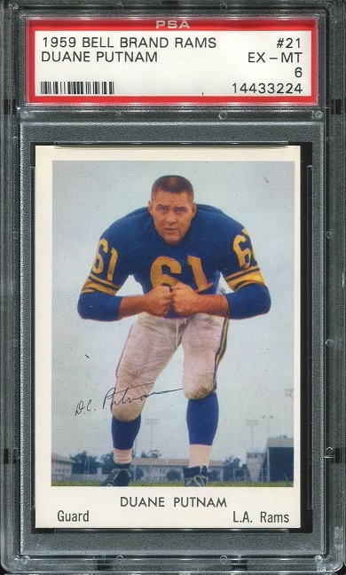 1959 Bell Brand Rams #21 - Duane Putnam - PSA 6