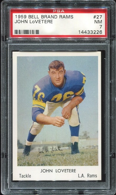 1959 Bell Brand Rams #27 - John LoVetere - PSA 7