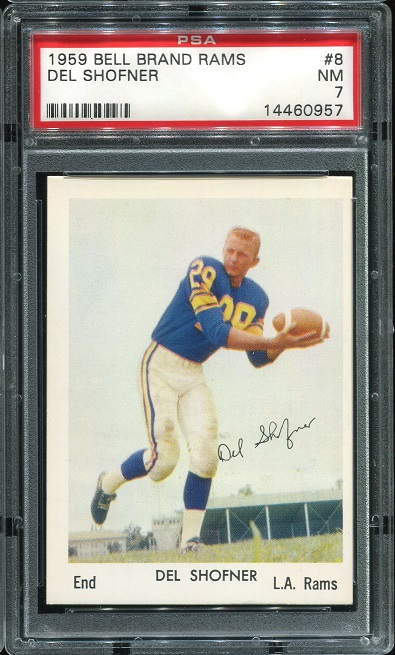 1959 Bell Brand Rams #8 - Del Shofner - PSA 7