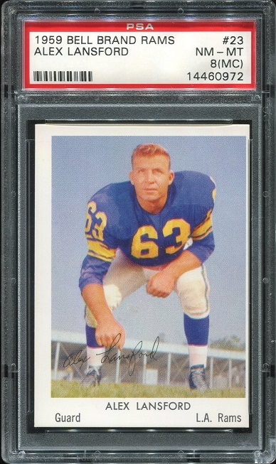 1959 Bell Brand Rams #23 - Buck Lansford - PSA 8 mc